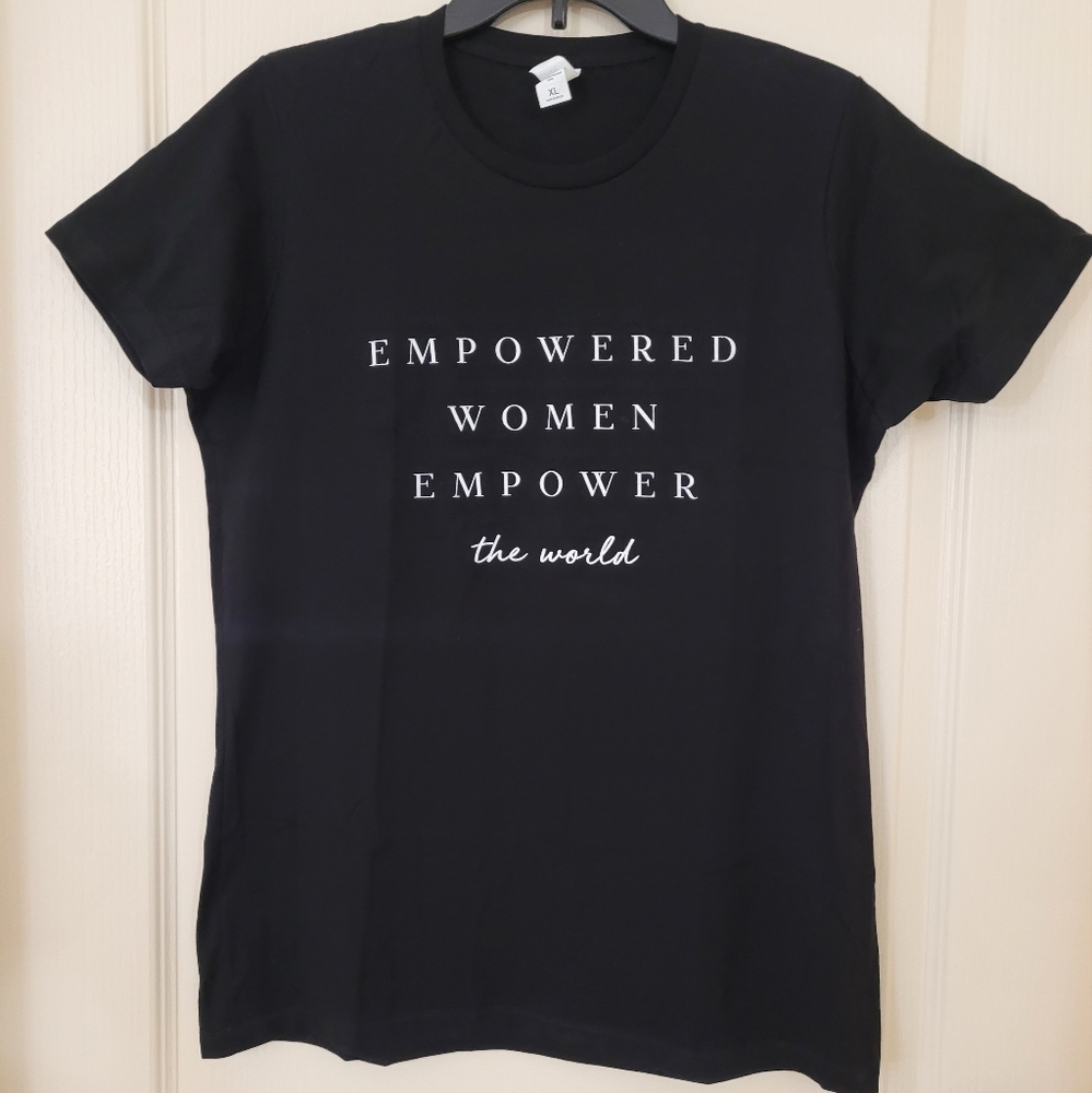 75. TULTEX NWOT Women's Black "Inspirational" Custom Printed T-Shirt Size XL
